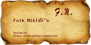 Folk Miklós névjegykártya